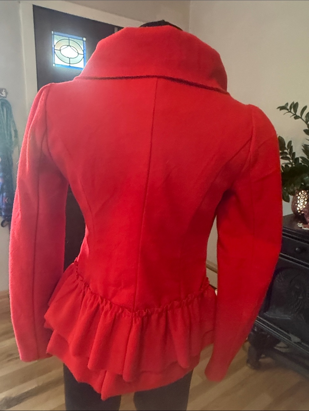 ModCloth Ryu Red Ruffle-Trim Women's Jacket - Picture 2 of 3